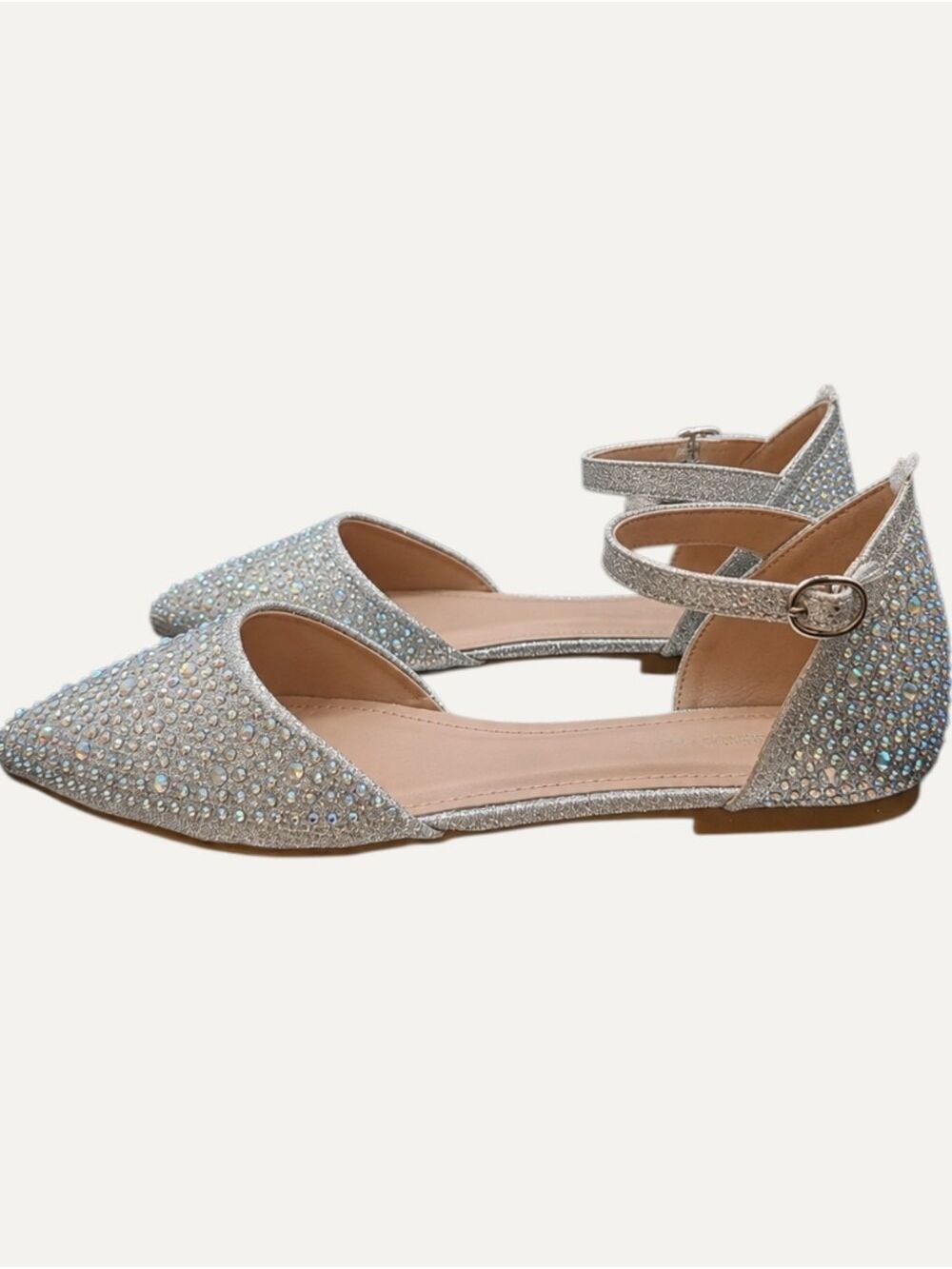 Forever Link Showy Silver Rhinestone Ballet Flats 8 Wedding NWT - Picture 3 of 10
